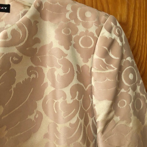 Ellen Tracy evening coat, jacquard silk rose gold - Picture 4 of 12